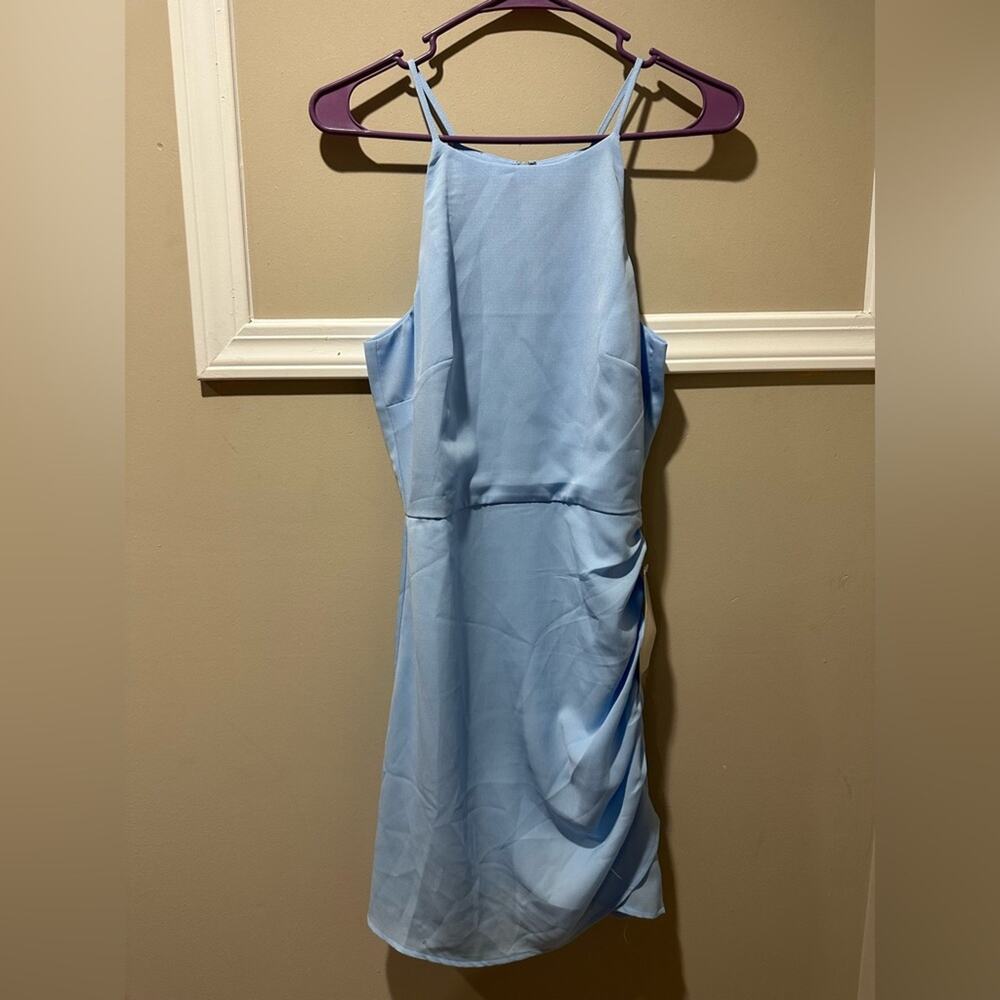 Storia Blue Halter Sheath Dress for Prom